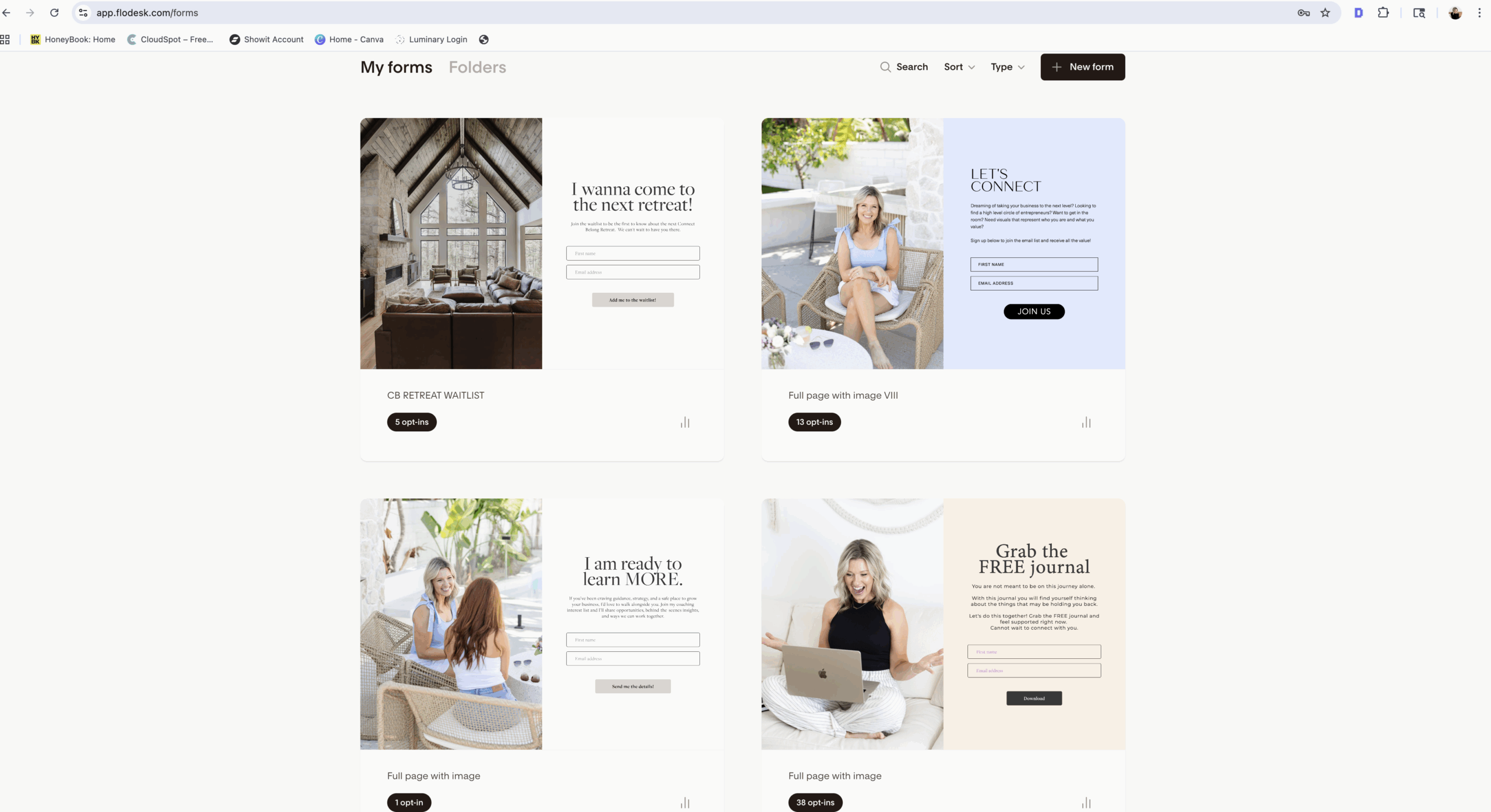 branding, flodesk email marketing and more, opt in, get in the room.